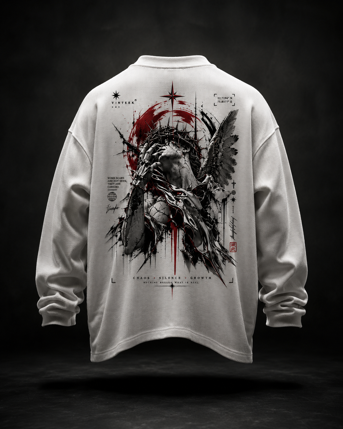 SCARRED ANGEL — Waffle Oversized T-Shirt