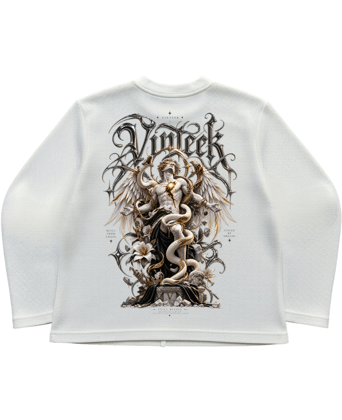Off-white waffle knit oversized full-sleeve Back Design
