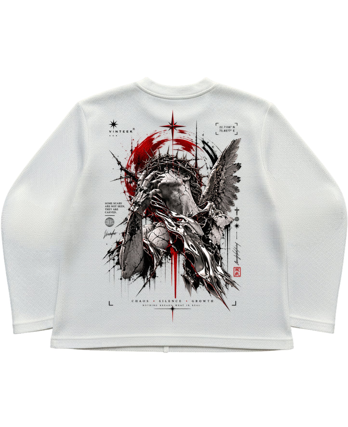 Off-white waffle knit oversized full-sleeve Back Design